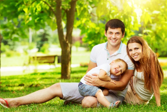 Happy family outdoors