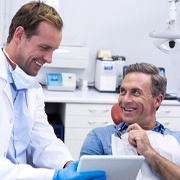 Man with dental implants in Los Alamitos at dentist