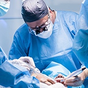Patient undergoing dental implant surgery