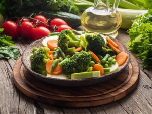 Bowl of steamed vegetables