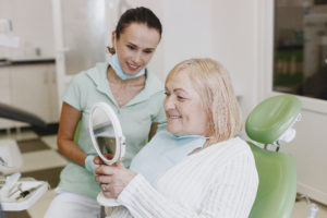 Older woman in dental chair